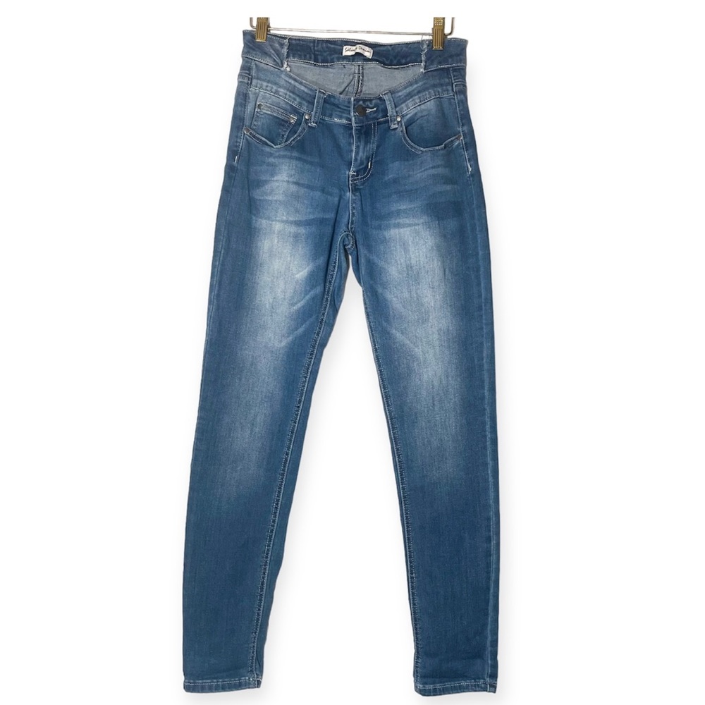 Salvaje Denim  Size 5 Distressed Unique Drop Cut Waist Low Rise Stretch Jeans